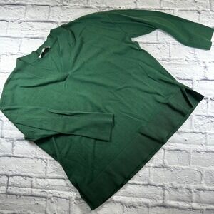 Loft Womens XL Dark Green V-Neck Long Sleeve Fine Gauge Knit Pullover Sweater